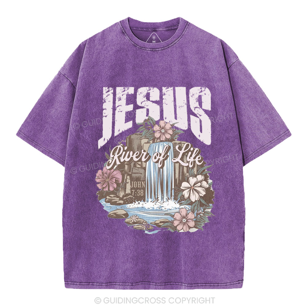 Jesus River Of Life Christian Washed  T-Shirt