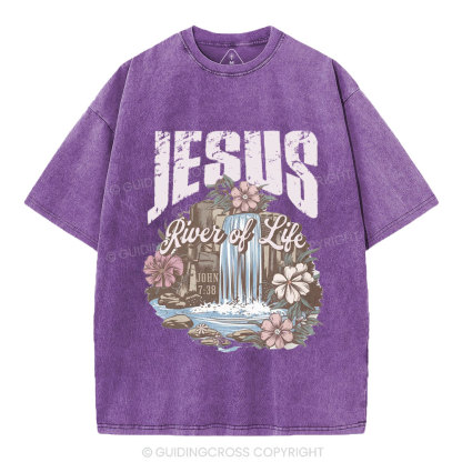 Jesus River Of Life Christian Washed  T-Shirt