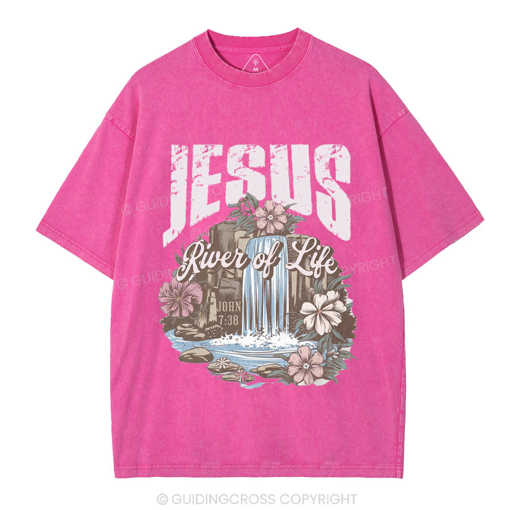 Jesus River Of Life Christian Washed  T-Shirt