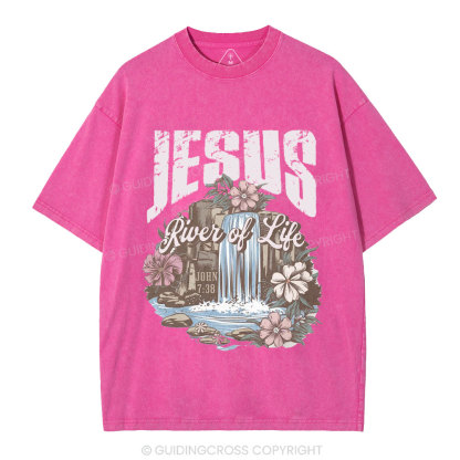 Jesus River Of Life Christian Washed  T-Shirt