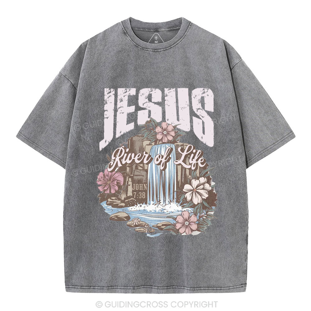 Jesus River Of Life Christian Washed  T-Shirt