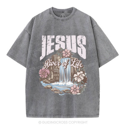 Jesus River Of Life Christian Washed  T-Shirt