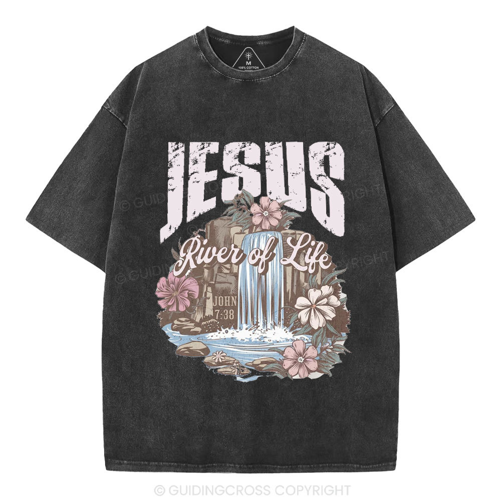 Jesus River Of Life Christian Washed  T-Shirt