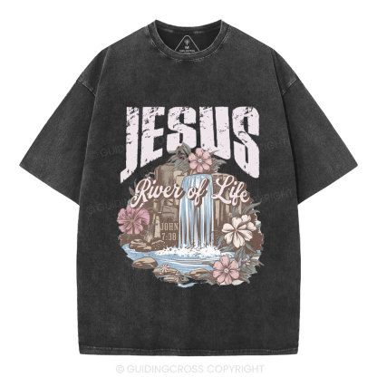 Jesus River Of Life Christian Washed  T-Shirt