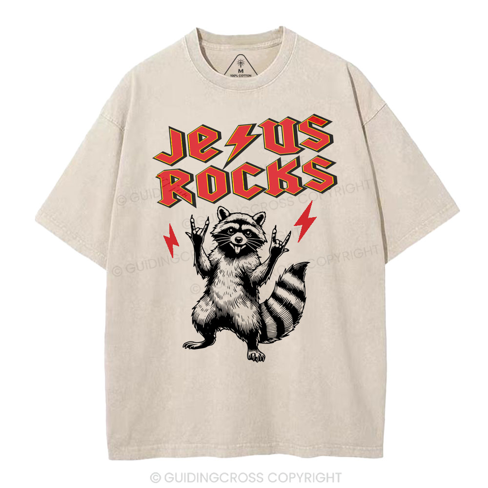 Jesus Rocks  Christian Washed T-Shirt
