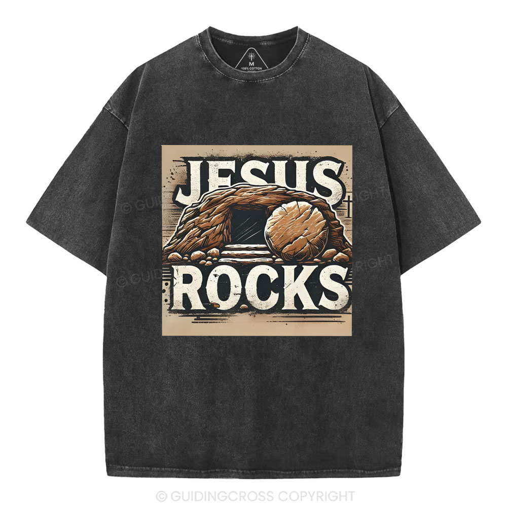 Jesus Rocks  Christian Washed T-Shirt