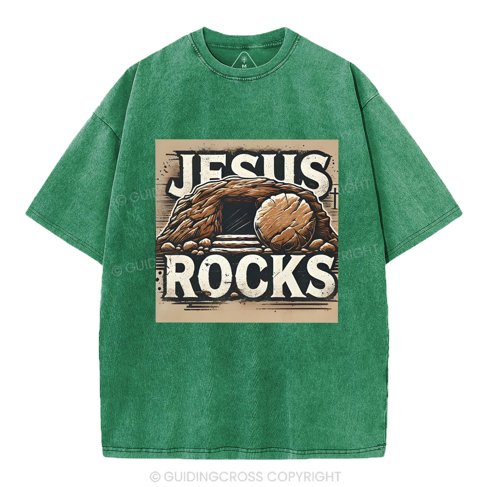 Jesus Rocks  Christian Washed T-Shirt