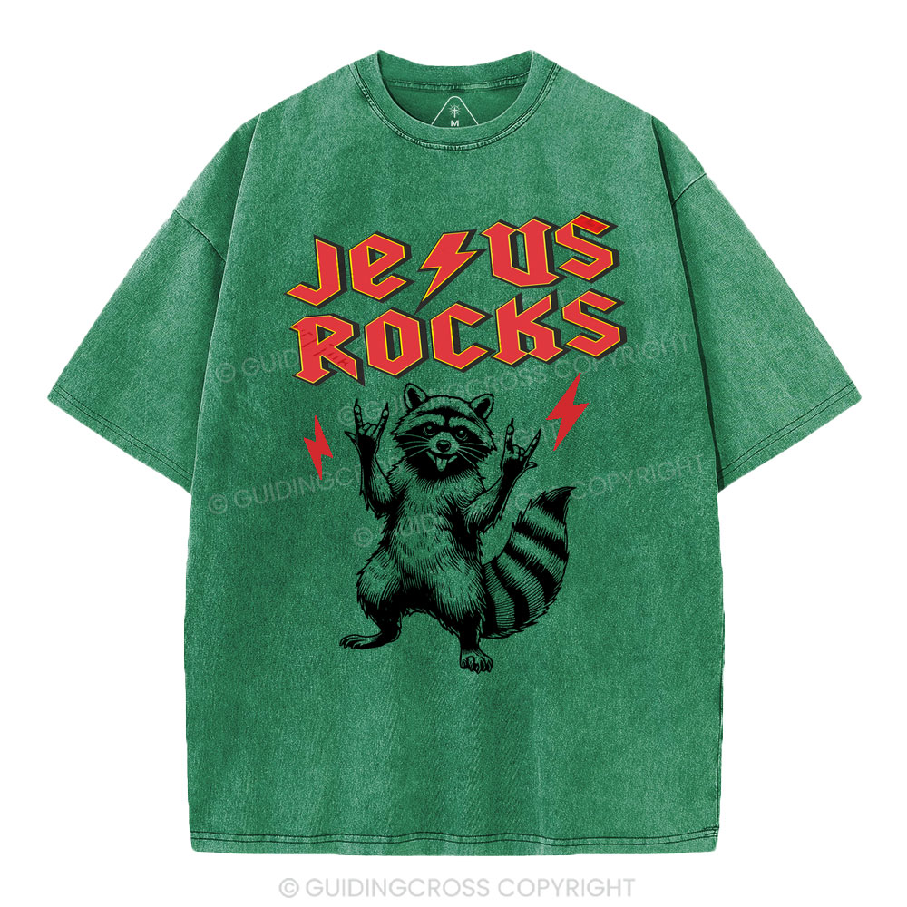 Jesus Rocks  Christian Washed T-Shirt