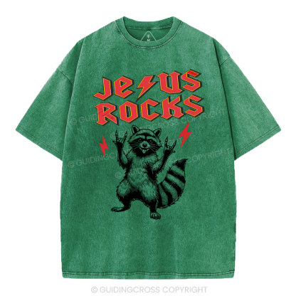 Jesus Rocks  Christian Washed T-Shirt
