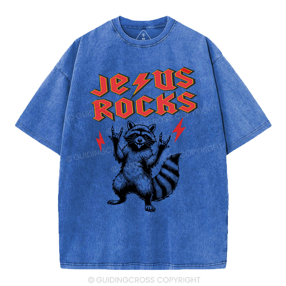 Jesus Rocks  Christian Washed T-Shirt