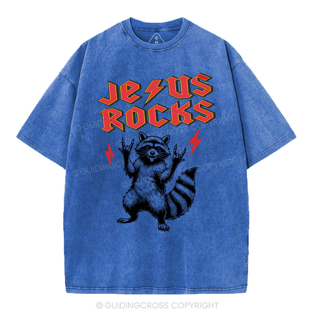 Jesus Rocks  Christian Washed T-Shirt