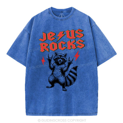 Jesus Rocks  Christian Washed T-Shirt