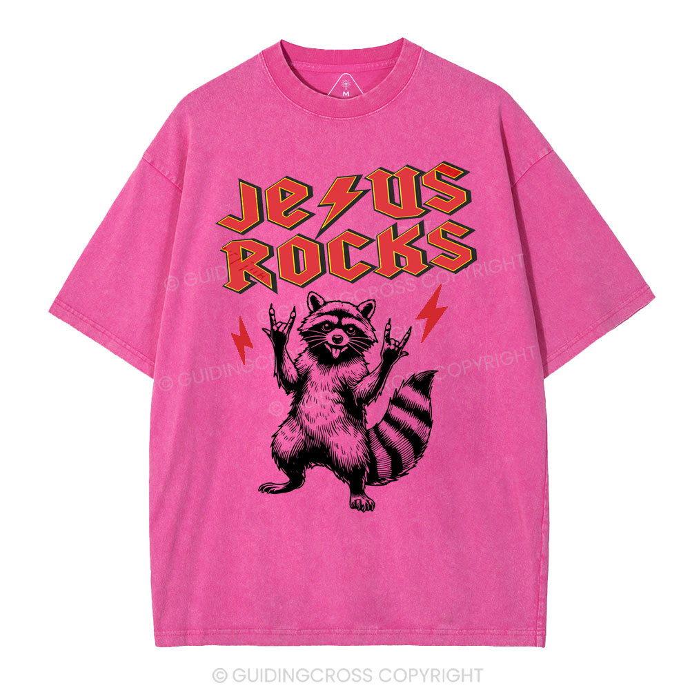 Jesus Rocks  Christian Washed T-Shirt