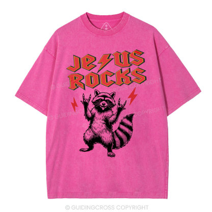 Jesus Rocks  Christian Washed T-Shirt