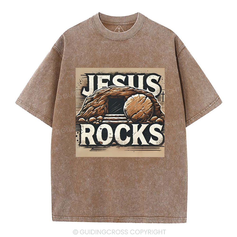 Jesus Rocks  Christian Washed T-Shirt