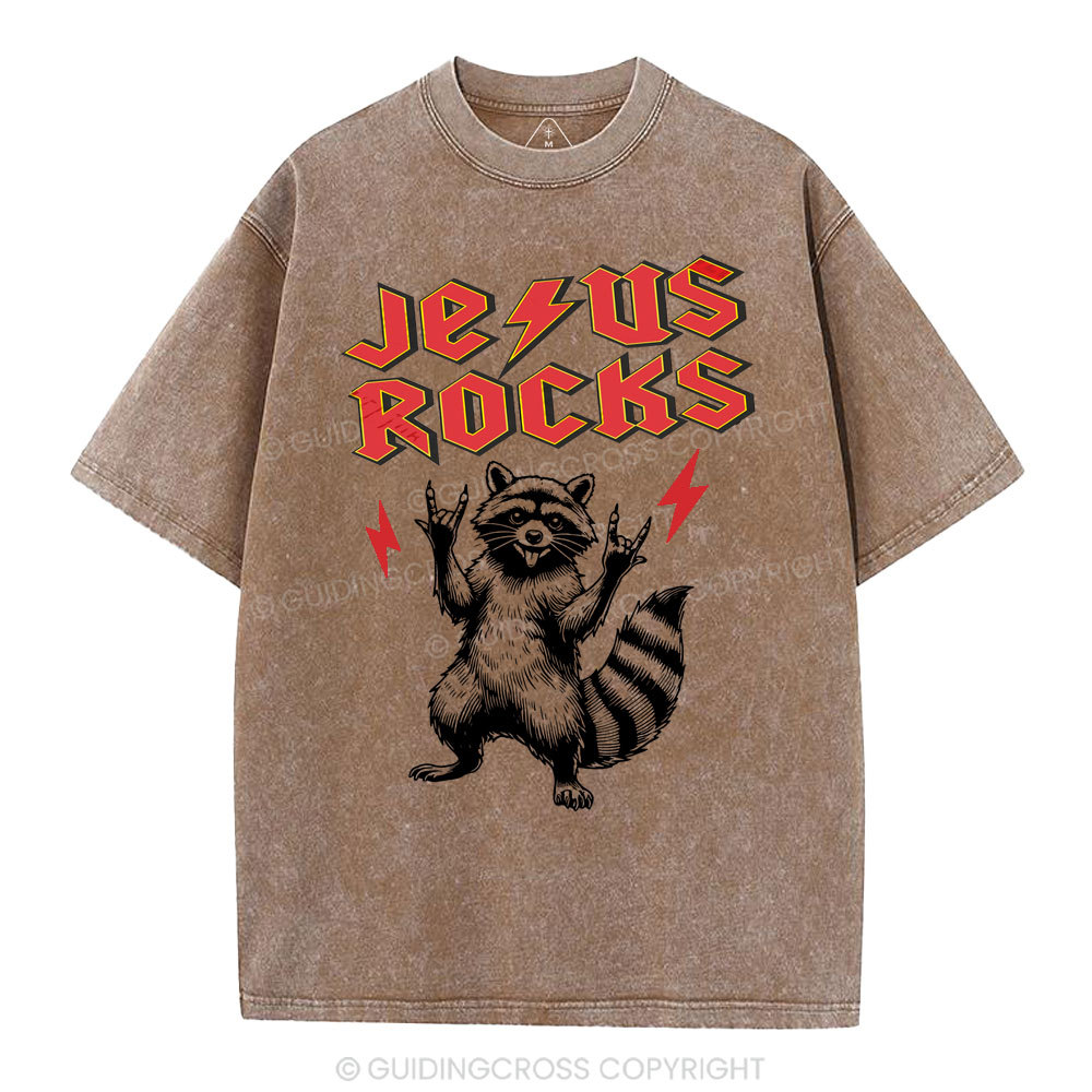 Jesus Rocks  Christian Washed T-Shirt