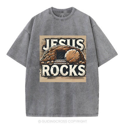 Jesus Rocks  Christian Washed T-Shirt
