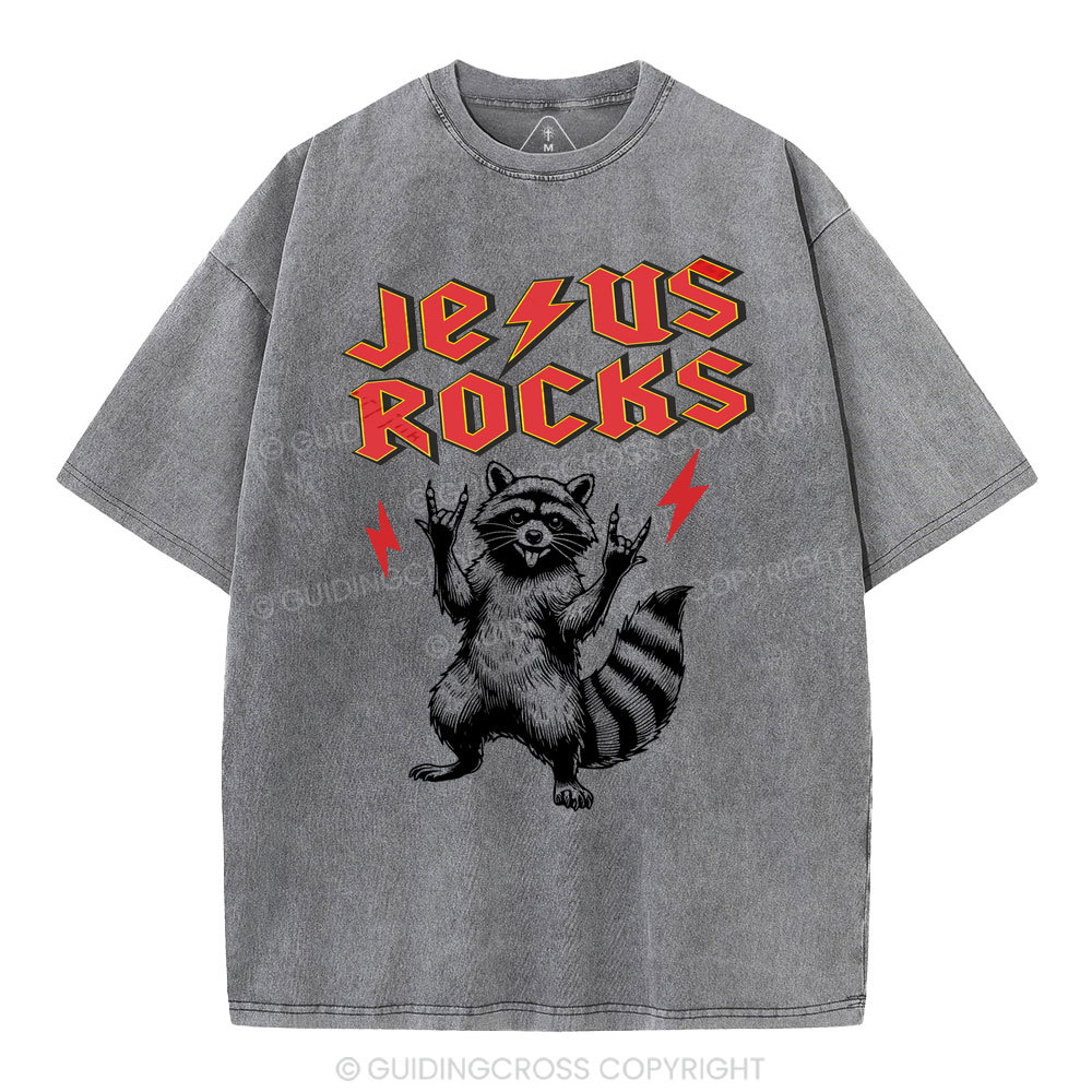 Jesus Rocks  Christian Washed T-Shirt