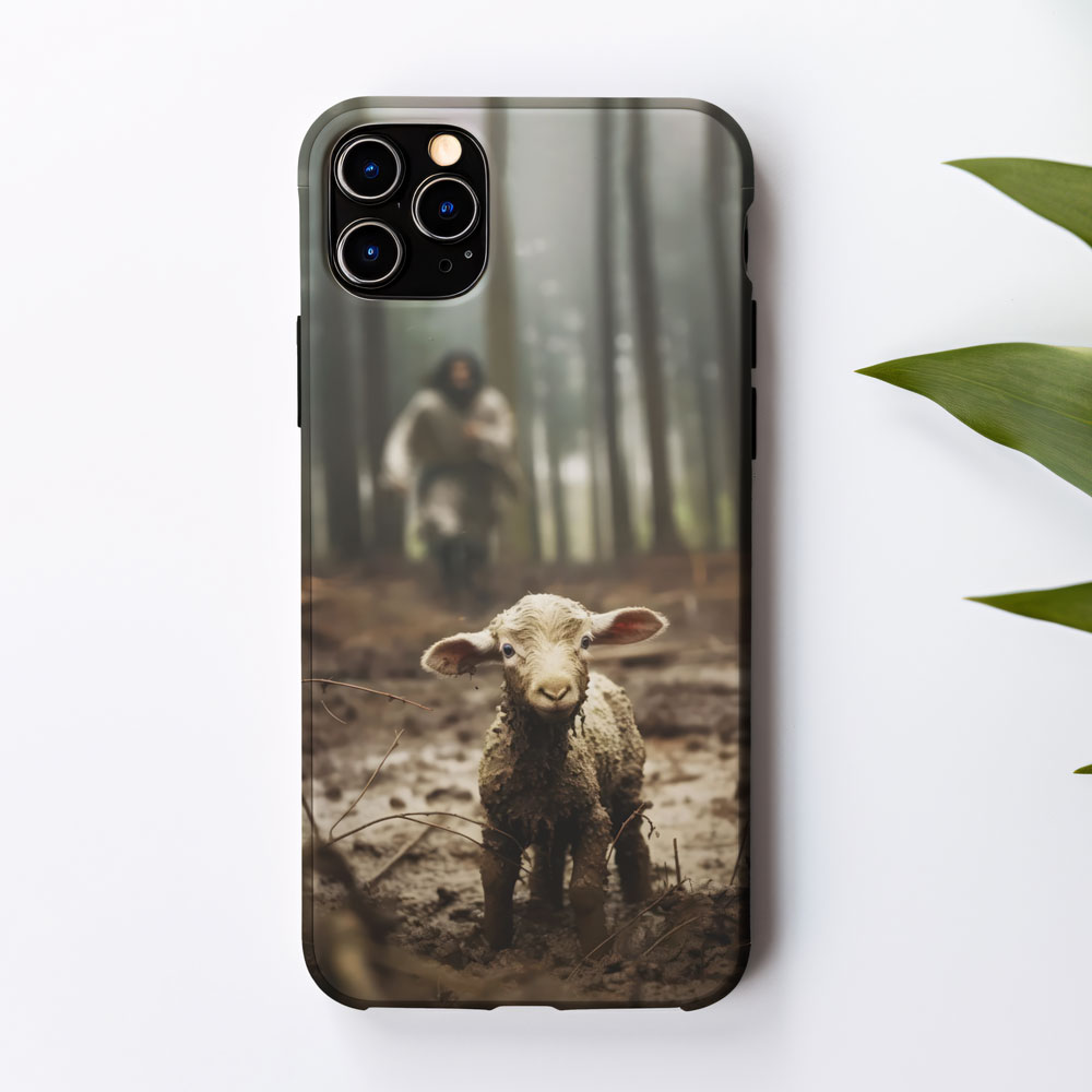 Jesus Running After Lamb Christian Phone Case