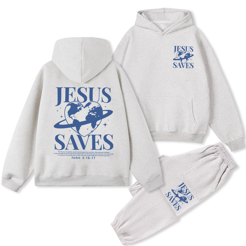 Jesus SAVES Christian Fleece Hoodie Set