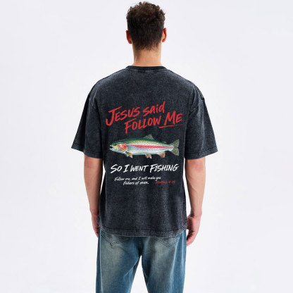 Jesus Said Follow Me Christian Washed T-Shirt
