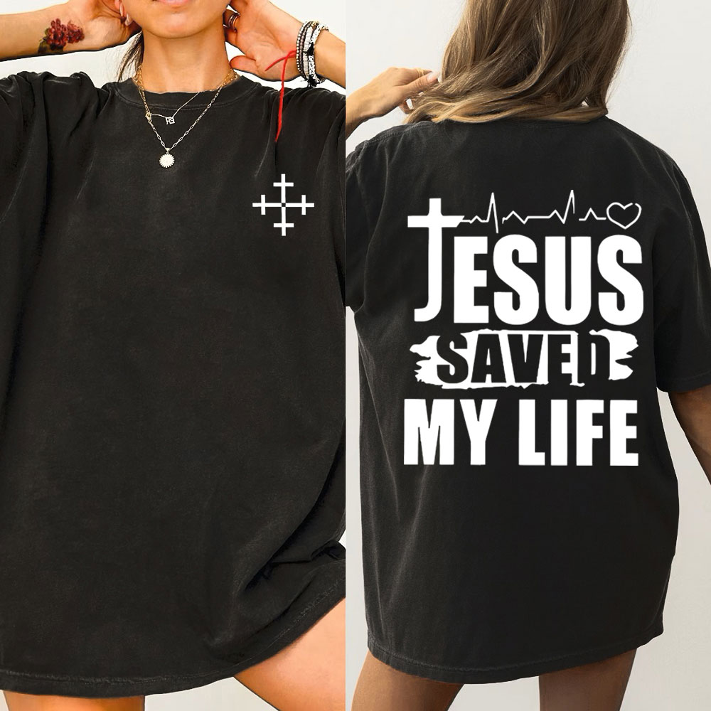 Jesus Saved My Life Christian Washed T-Shirt