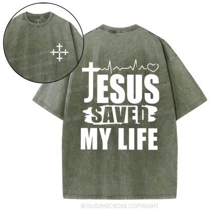 Jesus Saved My Life Christian Washed T-Shirt