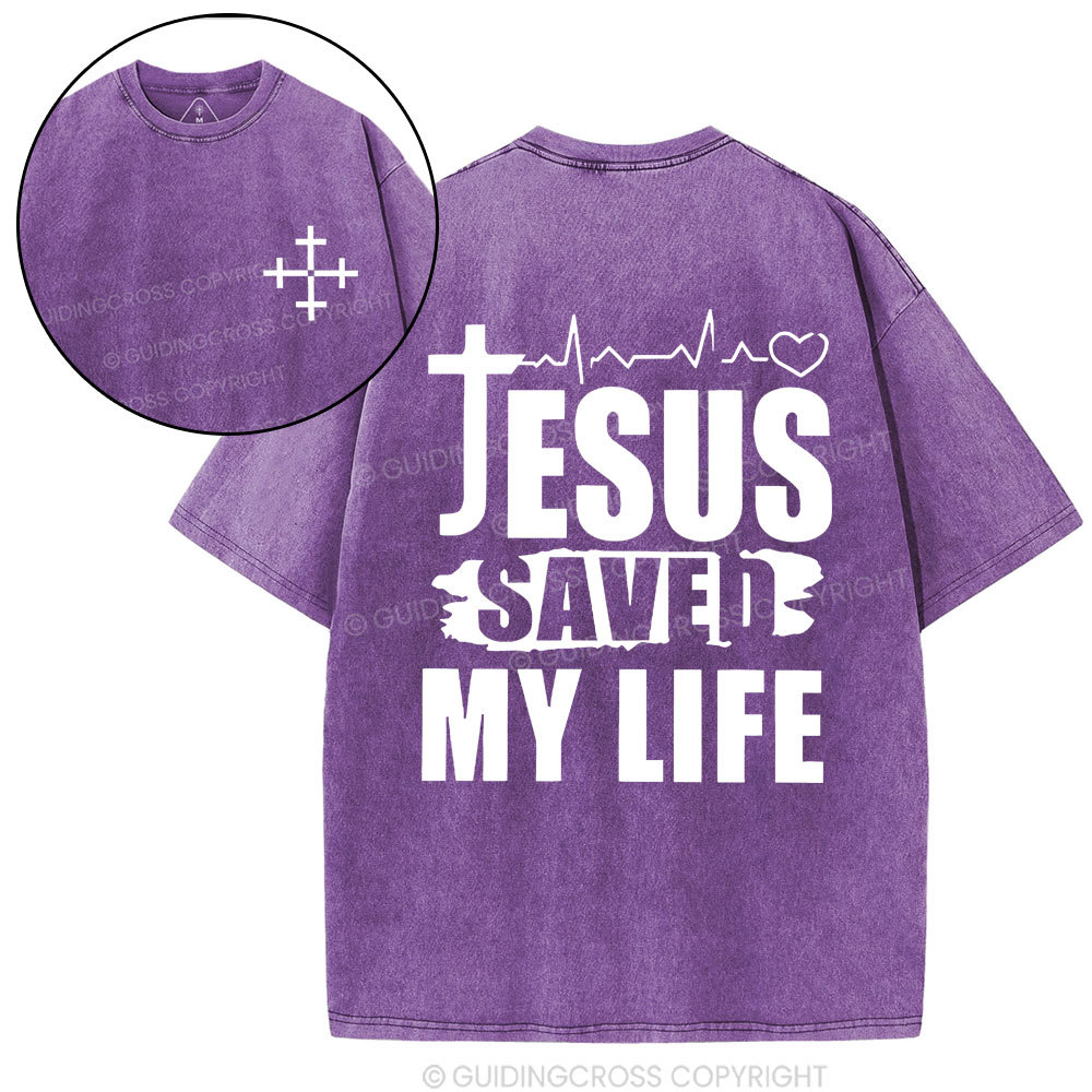 Jesus Saved My Life Christian Washed T-Shirt