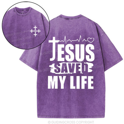 Jesus Saved My Life Christian Washed T-Shirt