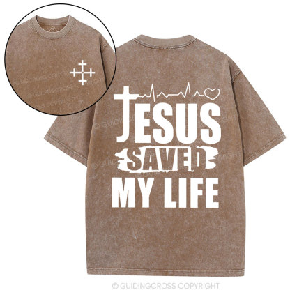 Jesus Saved My Life Christian Washed T-Shirt
