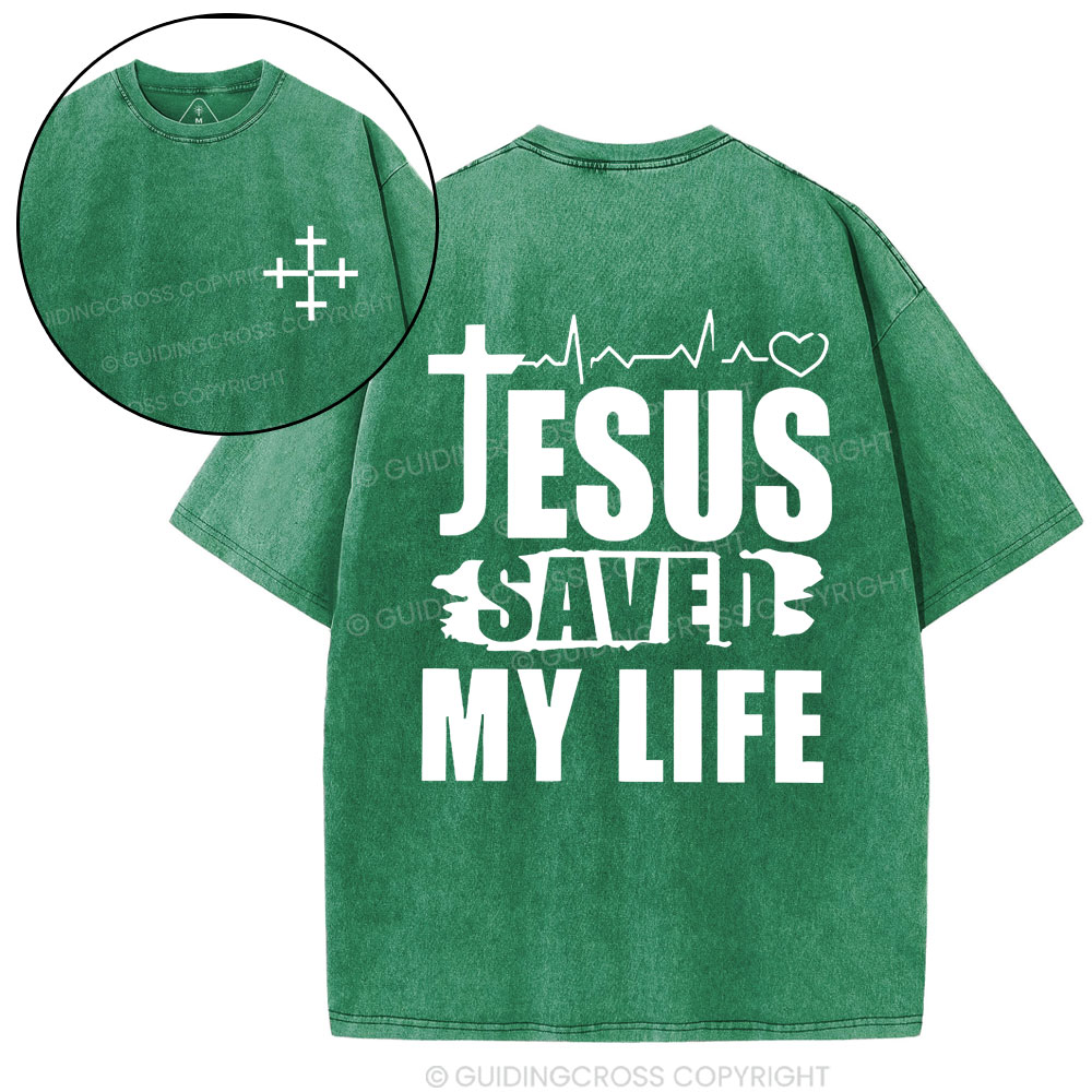 Jesus Saved My Life Christian Washed T-Shirt