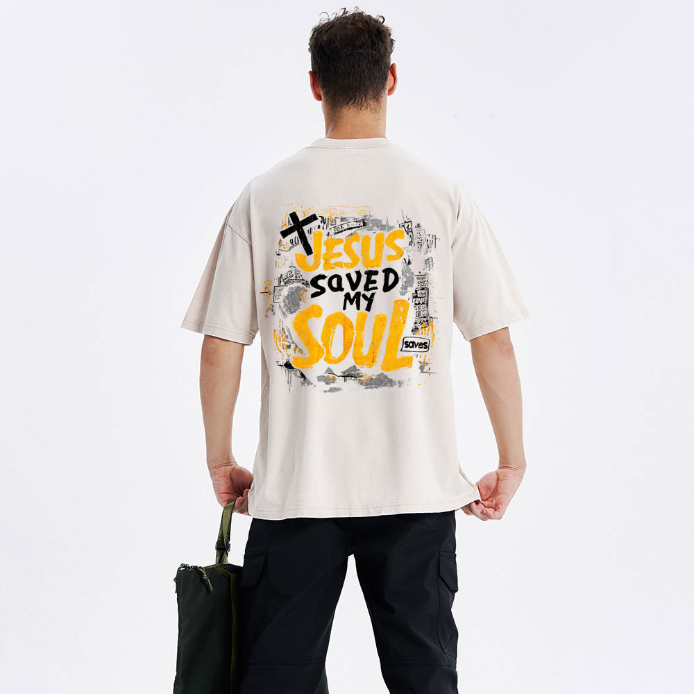 Jesus Saved My Soul Christian Washed T-Shirt