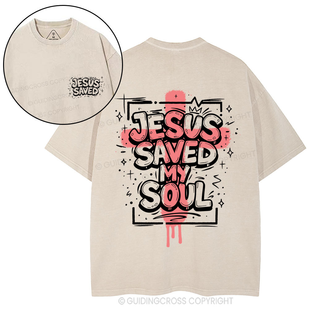 Jesus Saved My Soul Christian Washed T-Shirt