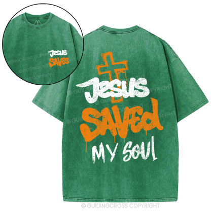 Jesus Saved My Soul Christian Washed T-Shirt