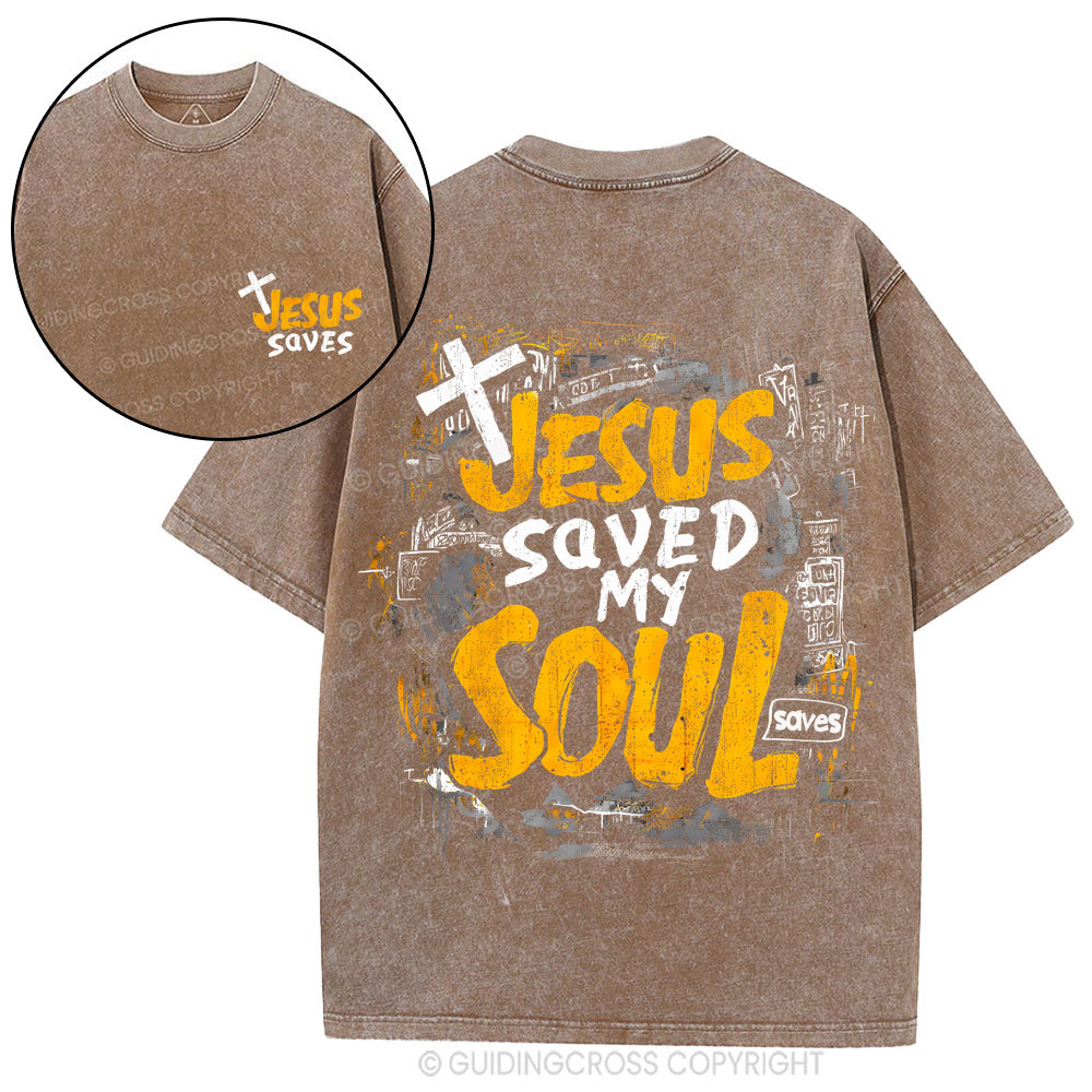 Jesus Saved My Soul Christian Washed T-Shirt