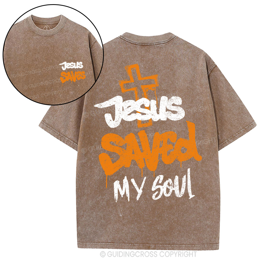 Jesus Saved My Soul Christian Washed T-Shirt