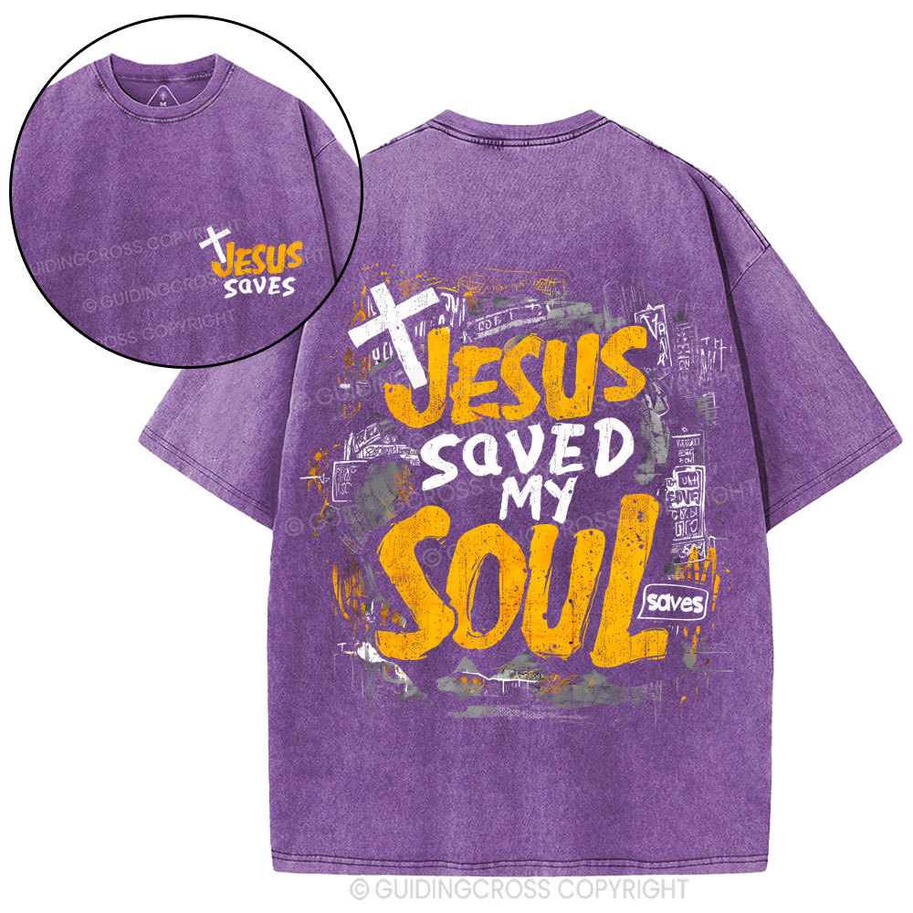 Jesus Saved My Soul Christian Washed T-Shirt