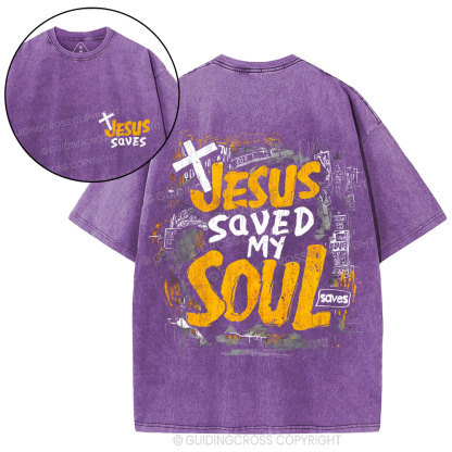 Jesus Saved My Soul Christian Washed T-Shirt