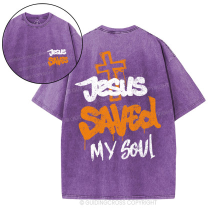 Jesus Saved My Soul Christian Washed T-Shirt