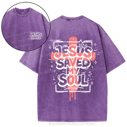 Jesus Saved My Soul Christian Washed T-Shirt