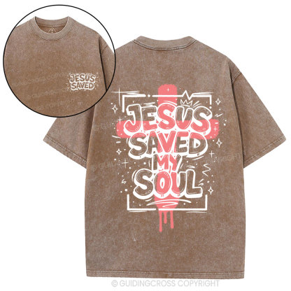 Jesus Saved My Soul Christian Washed T-Shirt