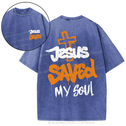 Jesus Saved My Soul Christian Washed T-Shirt