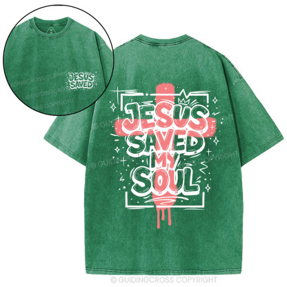 Jesus Saved My Soul Christian Washed T-Shirt