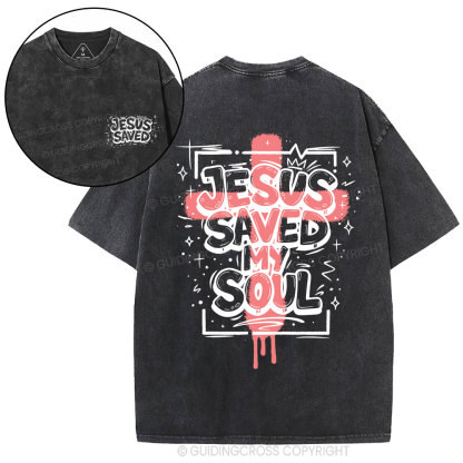 Jesus Saved My Soul Christian Washed T-Shirt