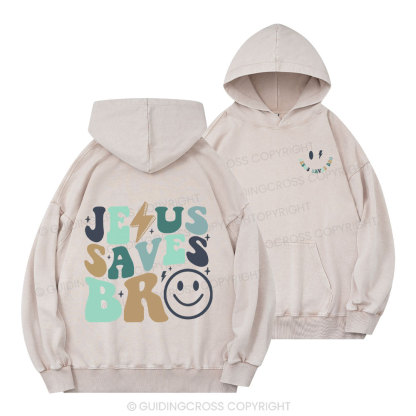 Jesus Saves Bro Christian Washed Hoodie