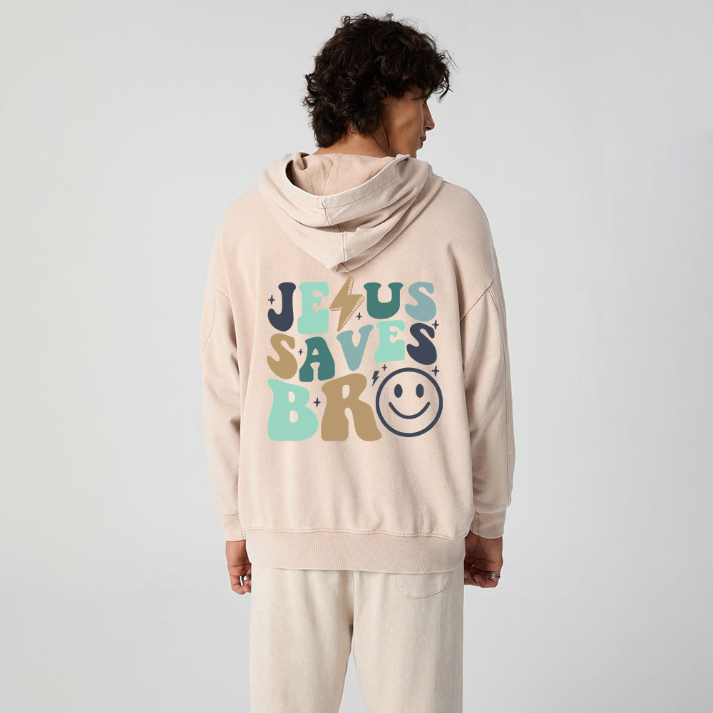 Jesus Saves Bro Christian Washed Hoodie