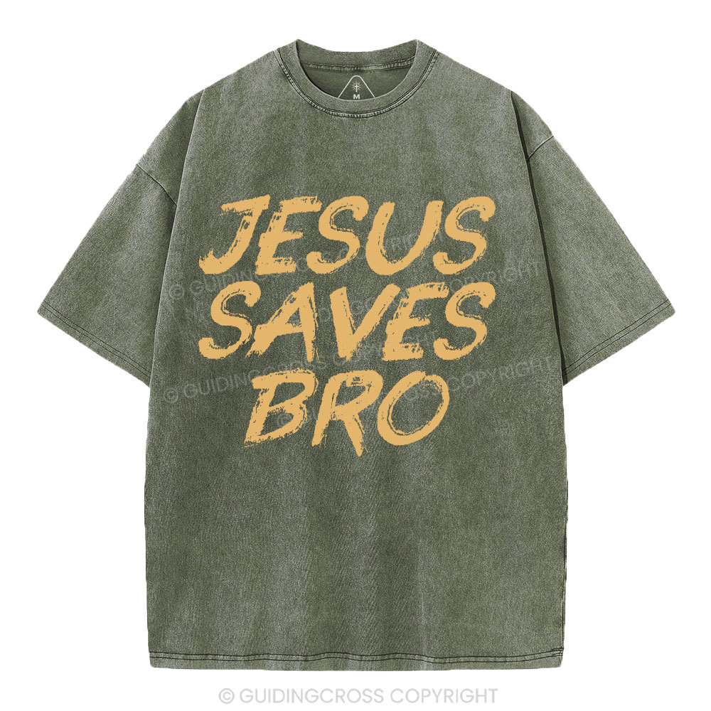 Jesus Saves Bro Christian Washed T-Shirt