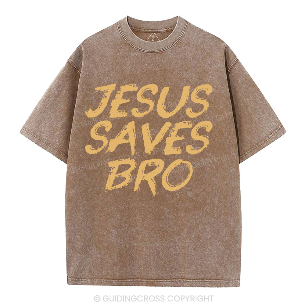 Jesus Saves Bro Christian Washed T-Shirt