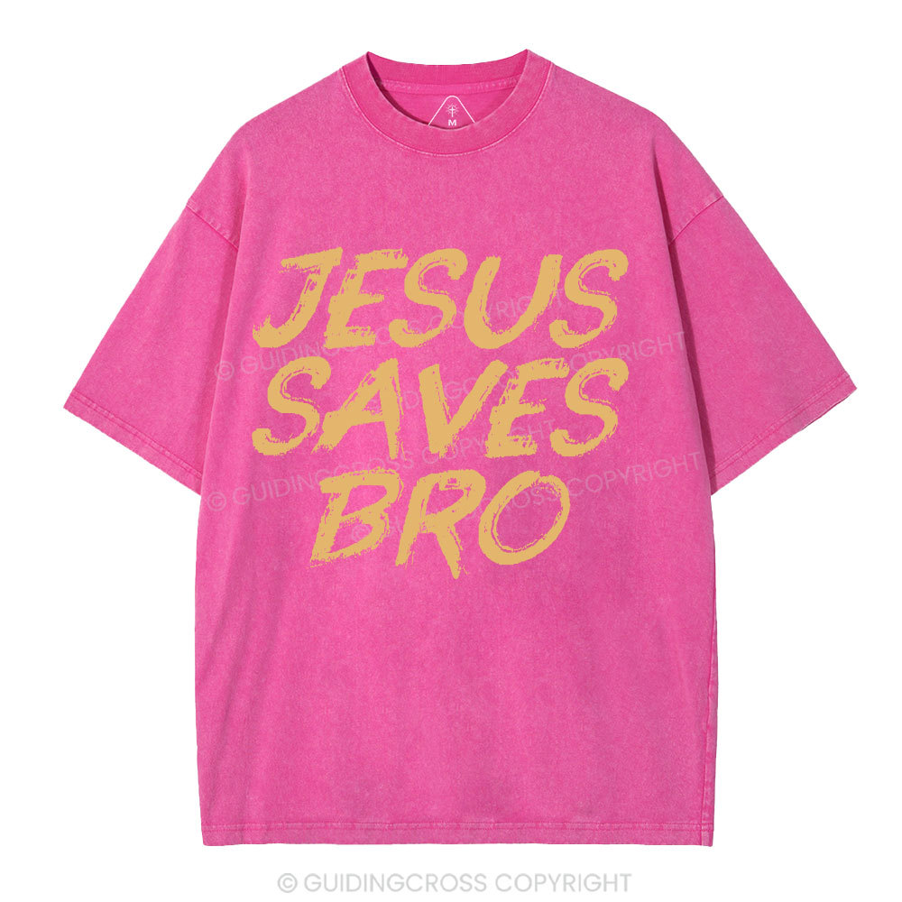 Jesus Saves Bro Christian Washed T-Shirt