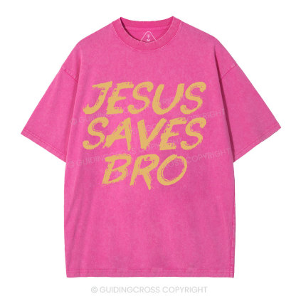 Jesus Saves Bro Christian Washed T-Shirt